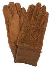 Womens Nubby Caramel Brown Stretch Fit Texting Tech Touchscreen Gloves
