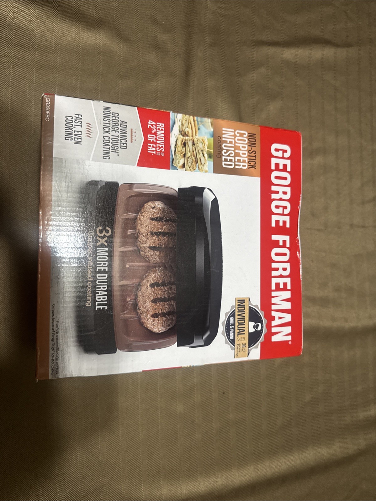 George Foreman 2 Serving Panini Grill Copper Non-Stick