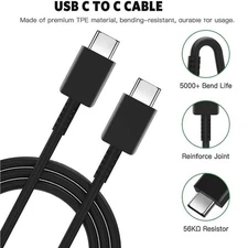 For Samsung USB-C to USB-C Fast Charging Cable Type-C to Type-C Cable Cord