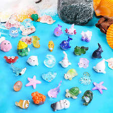 60 PCS Miniature Ocean Theme Mini Resin Ocean Animals Ocean Mini Figurines Resin