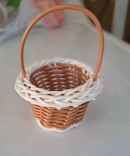 24 Lot Small Woven Basket with Handle - Brown and White Design Crafts, Wedding
