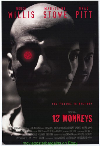 12 MONKEYS MOVIE POSTER Original DS One Sheet 27x40 BRUCE WILLIS BRAD PITT