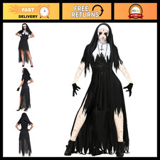 Women's Halloween Nun Costume - Undead Sister Outfit, Scary Exorcist Dress, Adul