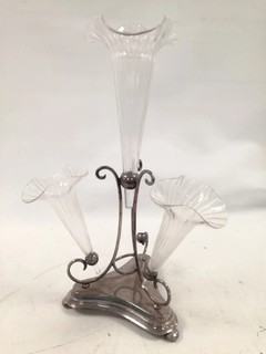Antique Silver Plated 3 Trumpet Epergne Vase W S S Co 964