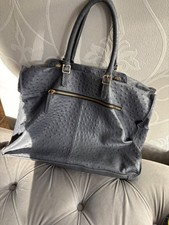 GREY LEATHER OSTRICH HANDBAG MADE IN ITALY BY L CREDI