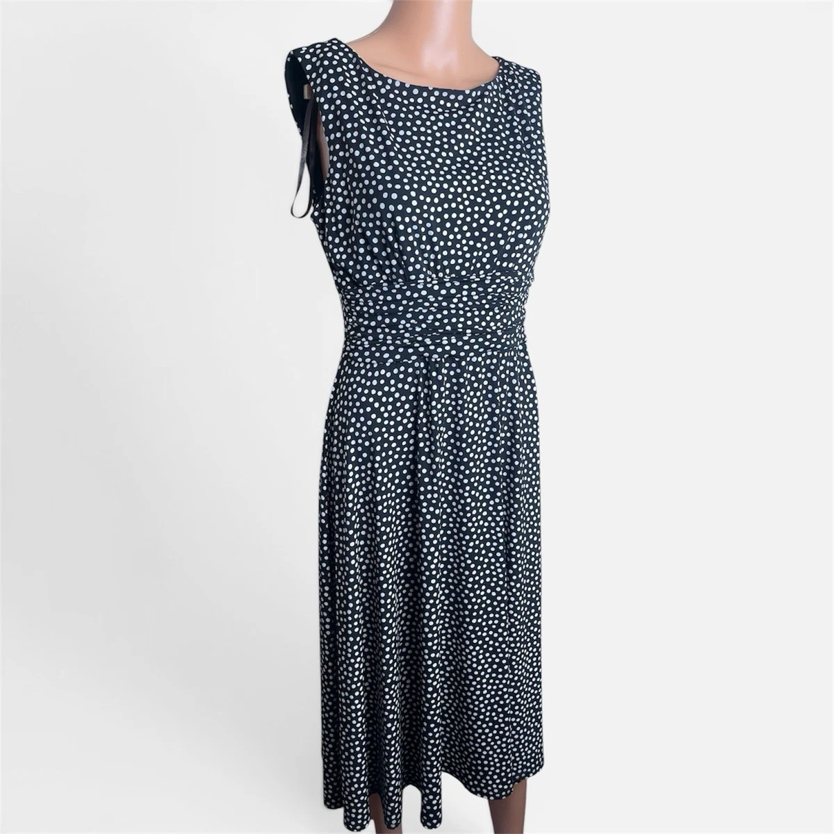 light brown dress outfit Girl In Mind Jovi Brown Polka Dot Tie Shoulder Midi Dress – Love My Apparel main image 1