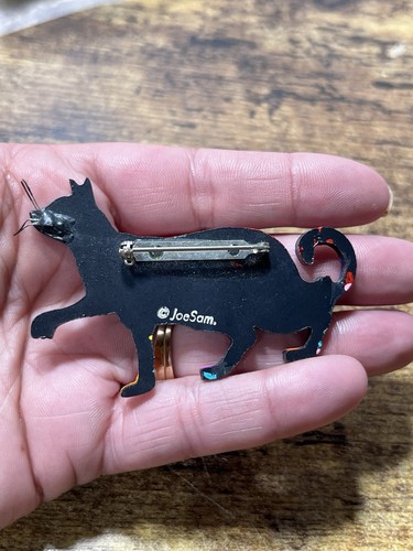 Broche prendedor arte pintado Joe Sam vintage Love Cat - firmado. Raro Difícil de Encontrar - Imagen 6 de 13
