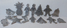 Lot 15 VINTAGE PEWTER ORNAMENTS Christmas Tree Ornaments Star Tree Dove ORN65