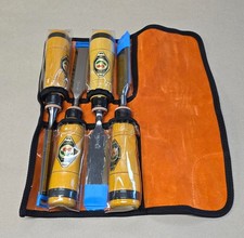 Kirschen Stechbeitel Zimmermannsbeitelsatz 26,30,35,40 mm Velourledertasche