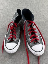 Converse Chuck Taylor All Star High Top Sneakers Black White Red Laces Women  s 5