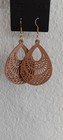Large Teardrop Shaped Boho Chic Drop Dangle Trellis Carved Wood Fashion Earrings — photo 8
