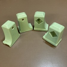 2 Sets Ceramic Porcelain Towel Bar Rod Rack Post Holders Brackets Deco Green