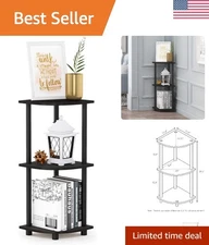 3-Tier Corner Display Rack Multipurpose Shelving Unit, Espresso/Black