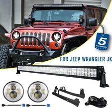 For Jeep Wrangler JK 52" LED Work Light Bar + Headlight Hi/Lo+ Mount Bracket Kit