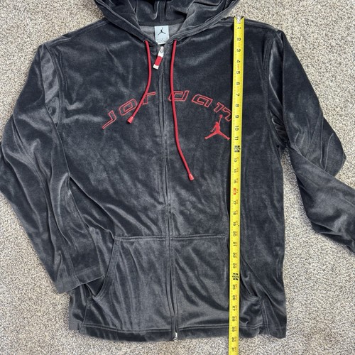 Jordan Y2K Mens Large Black Red Jacket Velour Vintage Long Sleeve Basketball - Picture 3 of 6