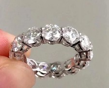 Handmade Eternity Band 3 Carat Natural Round Cut Diamond 14k White Gold H/VS1