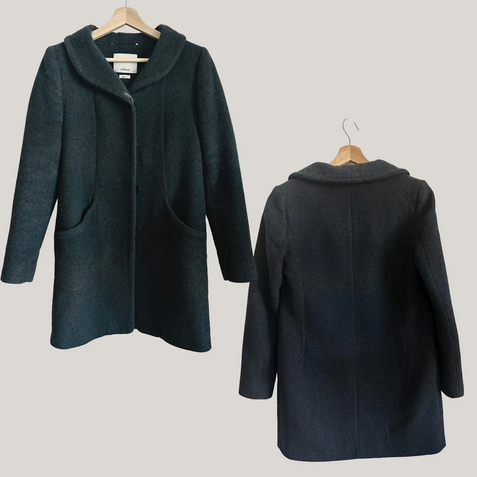 Abrigo Aritzia Wilfred Cocoon Mezcla Lana Cachemira - Talla XS - Gris Carbón Foto 2 de 4