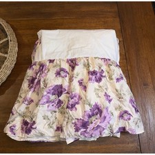 Ralph Lauren Queen Bedskirt Purple Floral Poppy Ruffled Dust Ruffle Made in USA