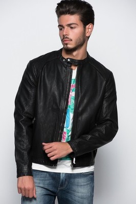 Men Motorcycle Biker Leather Black Bomber Genuine Leather Jacket XS-3XL FB579