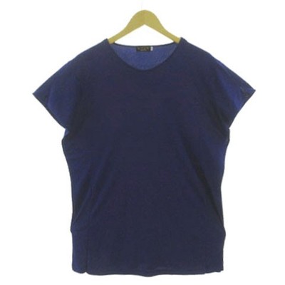 EVEX by KRIZIA Navy SilkFeel Frill Sleeve Top Size 42 Excellent Condition