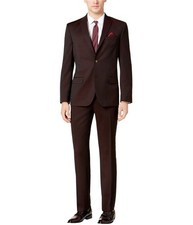 Ben Sherman Mens Stretch Two Button Blazer Jacket, Red, 38 Regular