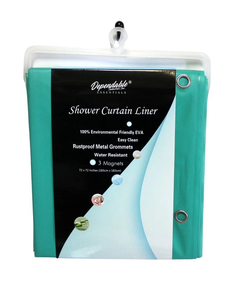 Revestimiento de cortina de ducha turquesa con bloqueo de plástico redondo de 12 piezas a juego H... Foto 2 de 3