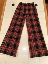 Vintage 70s JC Penney Fashions Flare Plaid Bell Bottom Pants Size 7 100 Acryli