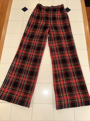 Vintage 70s JC Penney Fashions Flare Plaid Bell Bottom Pants Size 7 100% Acryli