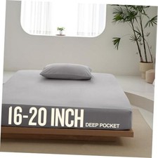 Deep Pocket Fitted Sheet Only - Premium 2000TC Microfibre, Queen (16-20" Grey