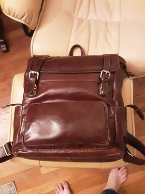 Time Resistance ''The Good Earth'' brown leather backpack 