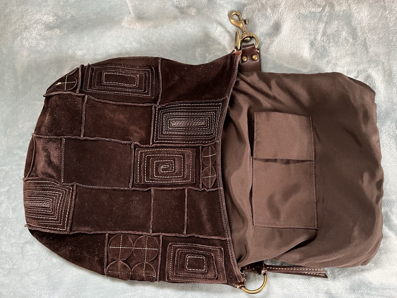 COACH Large Brown Suede Leather Patchwork Mosaic … - image 10
