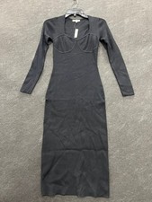 MADEWELL Long-Sleeve Knit Midi Dress Women's Size S True Black NO109