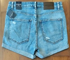 NWT 49 LUCKY Blue Denim Shorts High Rise Curvy Cuffed Distressed Size 10 29x3 