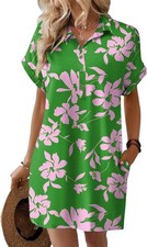 HOTOUCH Womens Summer Shirt Dress 2026 Short Sleeve Floral Shift
