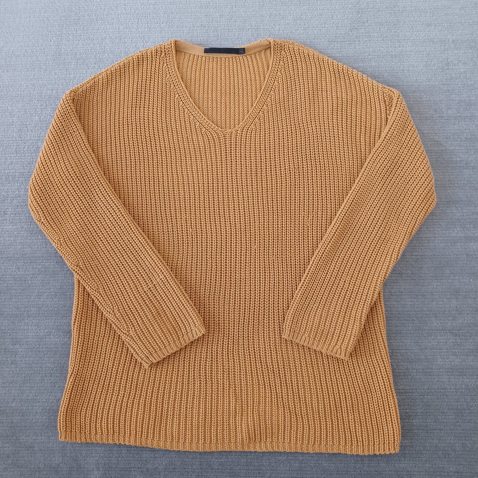 Jenni Kayne Fisherman Sweater Womens Medium Knit Marigold Stretch V-Neck