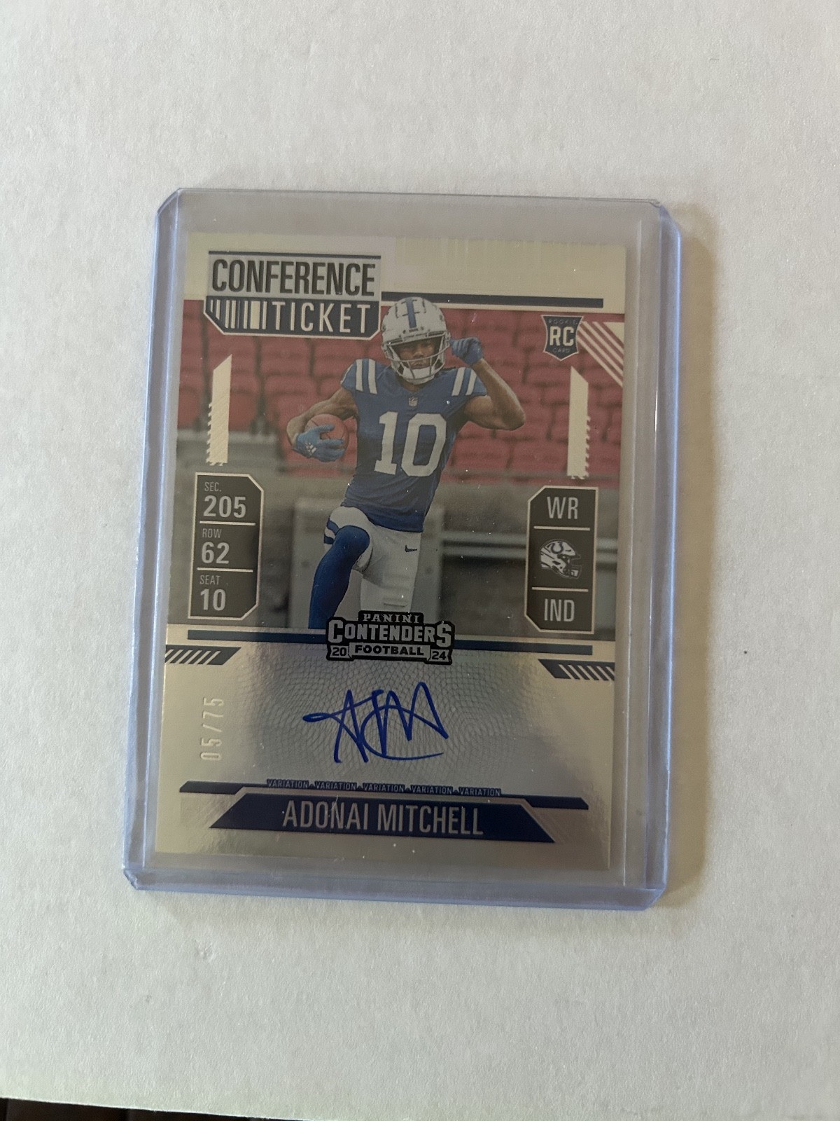 2024 Panini Contenders Adonai Mitchell Conference Ticket On Card Auto /75