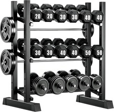 3-Tier Adjustable Dumbbell Rack, Heavy-Duty Weight Rack for Home Gym, Space-Savi