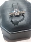 Sterling Engagement Ring Sunken Center Stone Surrounded By Smaller Stones — photo 2