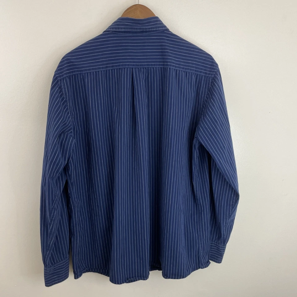 Sonoma 男式衬衫男式大号蓝色条纹长袖纽扣 100% 棉 — 第 2/4 张图片