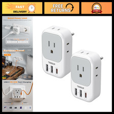 European Travel Plug Adapter 2 Pack - Type C, Universal Power Converter for Euro