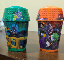 McDonalds 2017 Lego Batman Movie Cups Happy Meal 2 Cups Green Orange