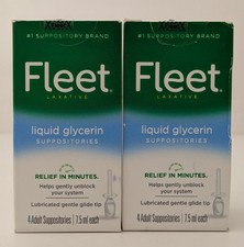 2 Fleet Laxative Liquid Glycerin Suppositories Exp. 2027-02