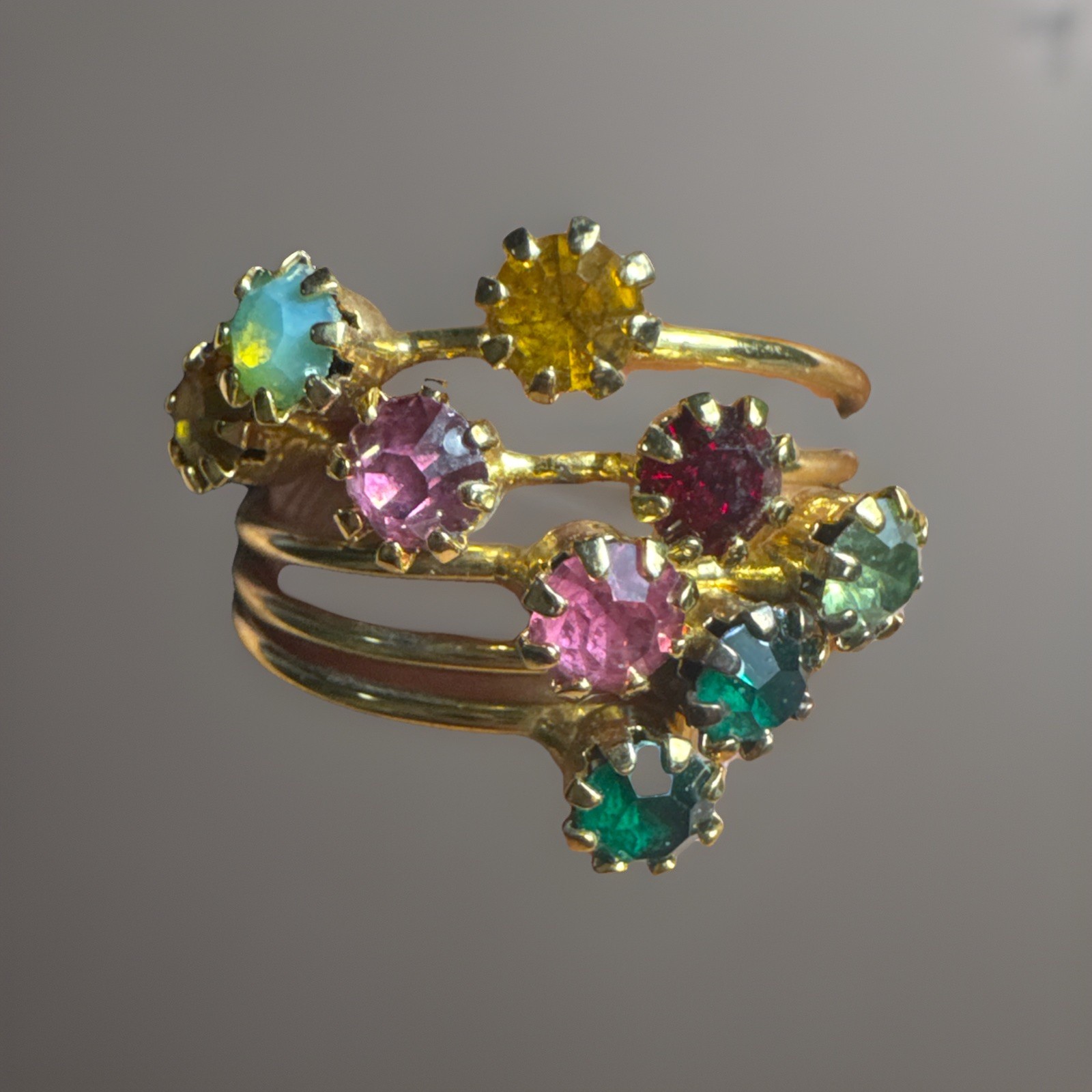 Vintage Tutti Stackable Rings Boho Multicolor Gla… - image 2