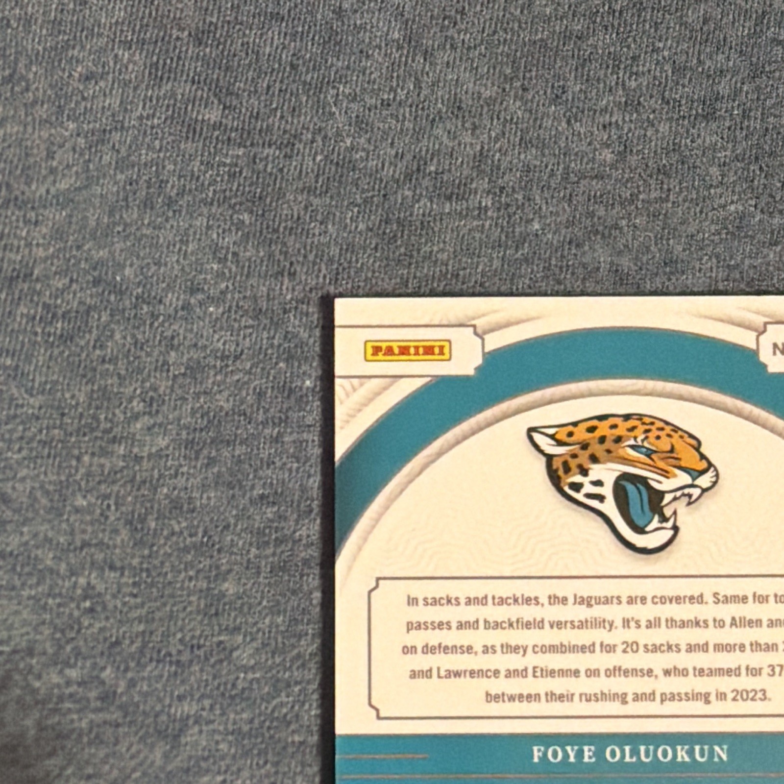 2023 Panini National Treasures Quad NFL Shield Lawrence/Etienne/Allen/Olad 1/1 view 8