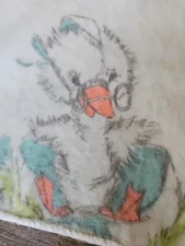 Sweet! Vintage Baby Receiving Blanket Blu Yel Grn Pink Wht  32x 40" Super Soft!!