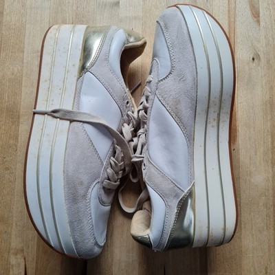 ZARA Basic Plateau Sneaker Weiß Beige Gold Gr. 40 | Trend Chunky Flatform