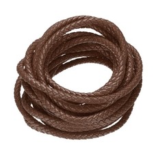 5 Yards 7mm Round Braided Leather Cord Six-Strand for Crafts Brown