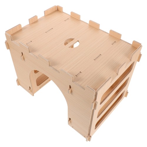 Rabbit Hideout: Wooden Small Animal Hide House with Hay Feeder Box Bunny House - Picture 10 of 12