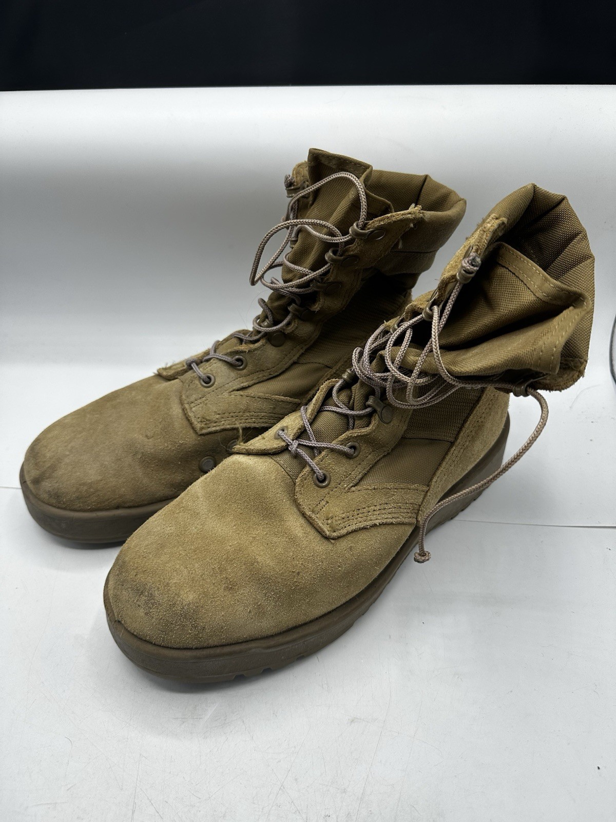 Army Combat Boots 798 Hot Weather SPM1C1-13-D-1017 Tan Suede 8.5 XW USA Military-image