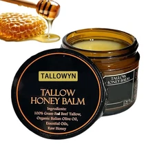 Organic Grass-Fed Beef Tallow Balm with Raw Honey, Beef Tallow and Honey Balm fo